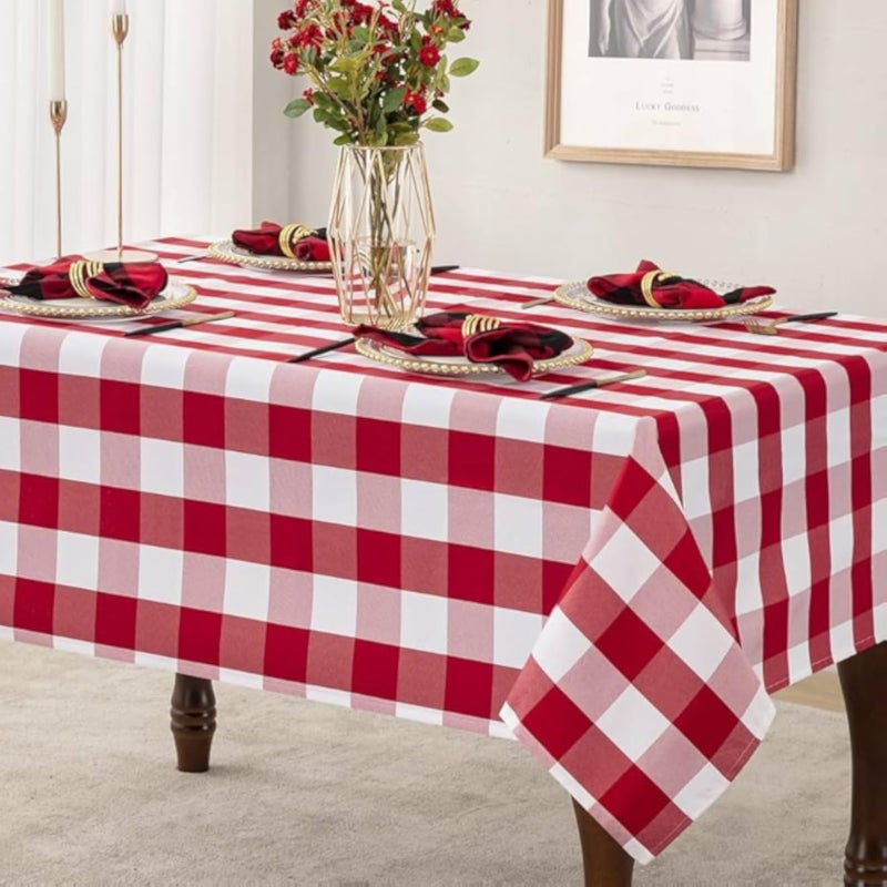 مفرش طاولة مستطيل من قماش ثقيل، مقاس 183 × 137 سم، غطاء طاولة كامل للاستخدام اليومي وللمناسبات.